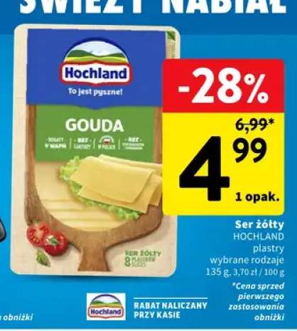 Ser żółty Gouda Hochland plastry wybrane rodzaje
