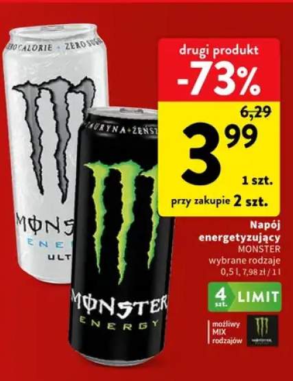 Napój energetyzujący Monster wybrane rodzaje