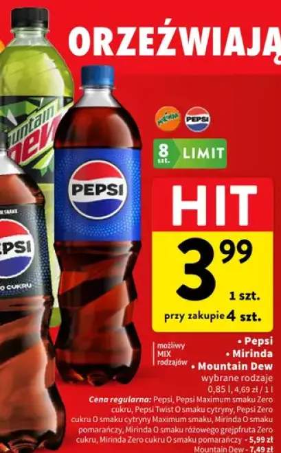 Napój gazowany Mountain Dew wybrane rodzaje
