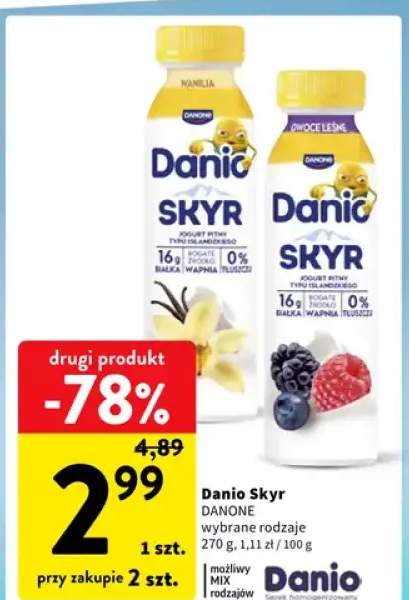 Jogurt pitny Danio Skyr owoce leśne