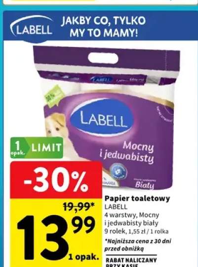 Papier toaletowy Labell Mocny i jedwabisty biały 4 warstwy