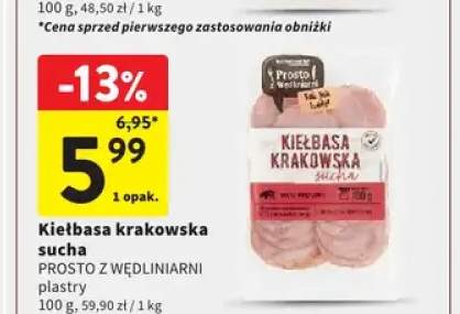 Kiełbasa krakowska sucha PROSTO Z WĘDLINIARNI plastry