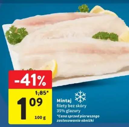Mintaj filety bez skóry 35% glazury