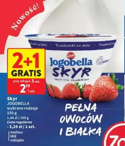 Skyr truskawki na dnie Jogobella