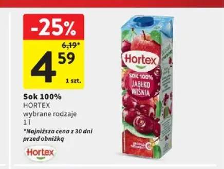 Sok 100% jabłko wiśnia Hortex
