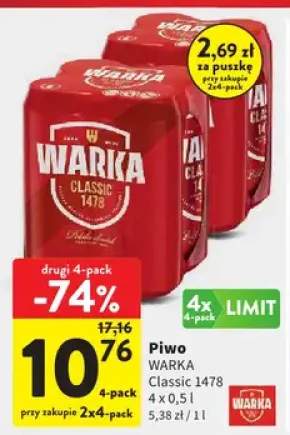 Piwo Warka Classic 1478 4-pak 500ml