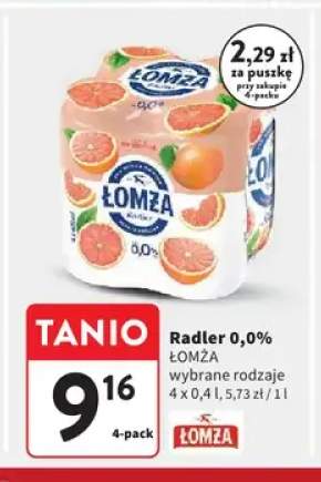 Piwo bezalkoholowe Łomża Radler 0,0% Grejpfrut 4-pak 400ml
