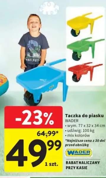 Taczka do piasku WADER wym. 77x32x34cm