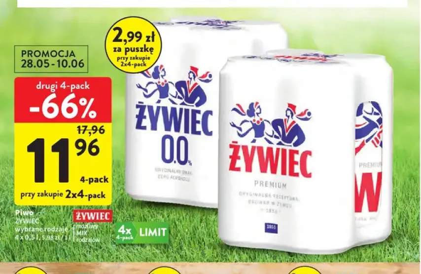 Piwo bezalkoholowe Żywiec 0.0% 4-pak 500ml
