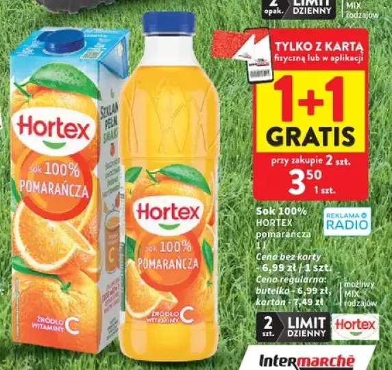 Sok 100% pomarańcza butelka Hortex