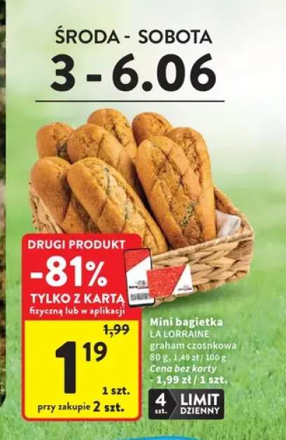 Mini bagietka LA LORRAINE graham czosnkowa