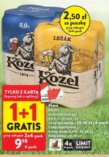 Piwo bezalkoholowe Kozel 0,0% 4-pak 500ml