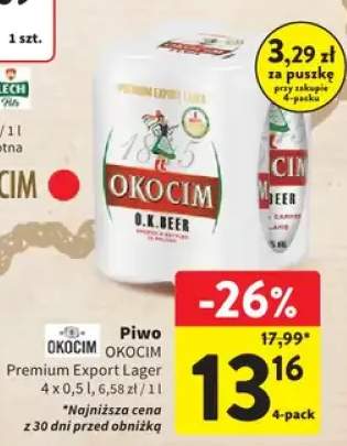 Piwo Okocim Premium Export Lager 4-pak 500ml