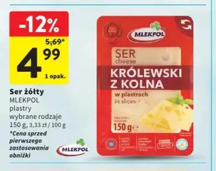 Ser żółty plastry Mlekpol Królewski z Kolna