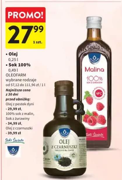 Sok z malin 100% OLEOFARM