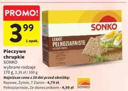 Pieczywo chrupkie lekkie pełnoziarniste SONKO