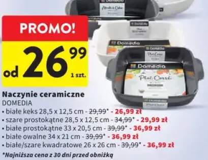 Naczynie ceramiczne DOMEDIA białe prostokątne 33x20,5cm