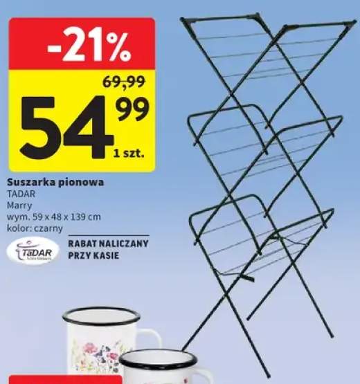 Suszarka pionowa TADAR Marry 59x48x139cm czarna