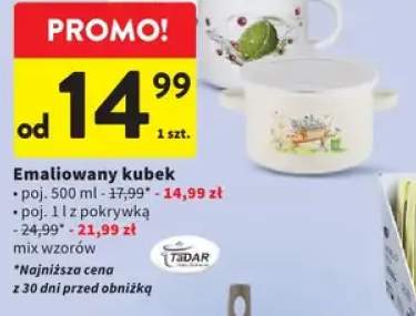 Emaliowany kubek TADAR 1l z pokrywką