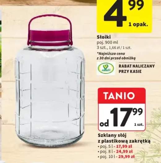 Szklany słój z plastikową zakrętką 8l