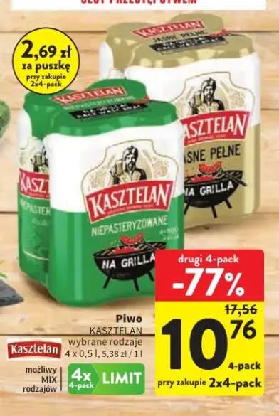 Piwo Kasztelan Niepasteryzowane 4-pak 500 ml