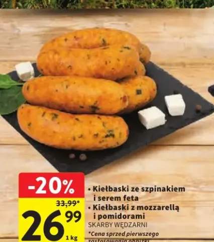 Kiełbaski ze szpinakiem i serem feta Skarby Wędzarni