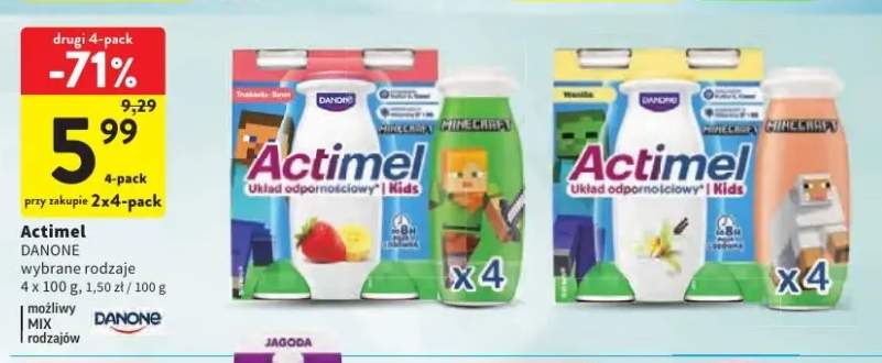 Napój jogurtowy Danone Actimel Kids truskawkowo-bananowy 4-pak