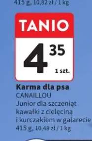 Karma dla psa Canaillou Junior dla szczeniąt kawałki z cielęciną i kurczakiem w galarecie