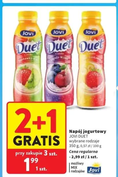 Napój jogurtowy Jovi Duet melon-truskawka