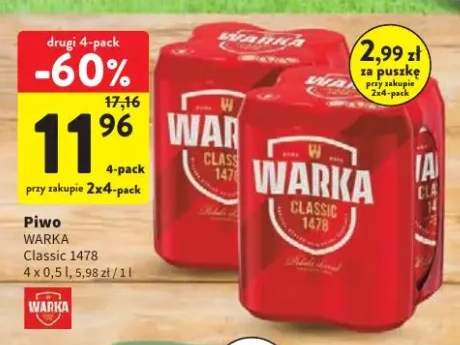 Piwo Warka Classic 1478 4-pak 500 ml
