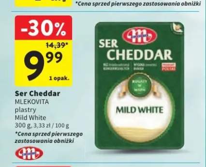 Ser Cheddar plastry Mild White Mlekovita
