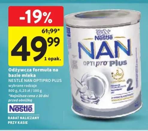 Odżywcza formuła na bazie mleka Nestlé NAN OPTIpro Plus 2