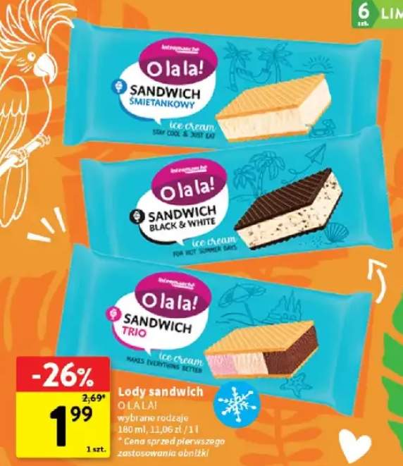 Lody sandwich Trio O la la! +2 warianty