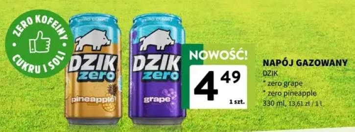 Napój gazowany Dzik zero grape +1 wariant