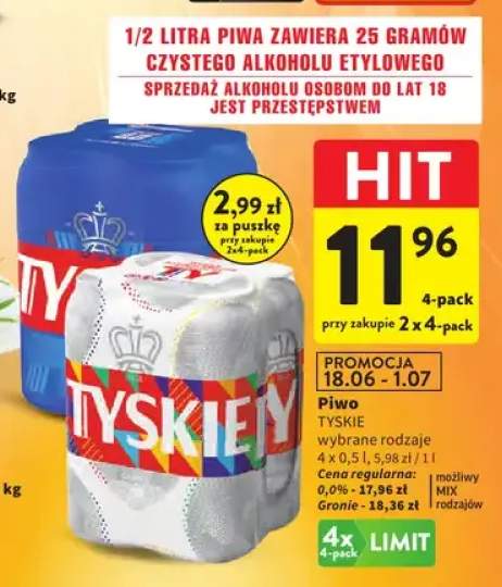 Piwo Tyskie Gronie 4-pak +1 wariant
