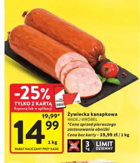 Kiełbasa żywiecka kanapkowa Madej Wróbel