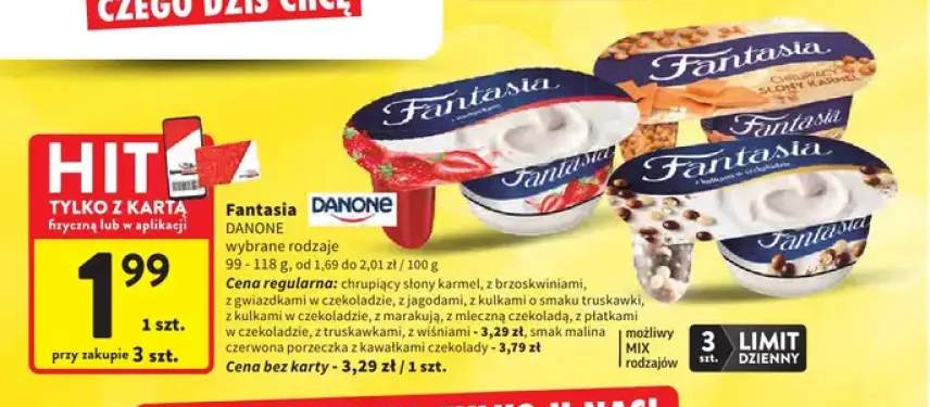 Jogurt Fantasia Danone chrupiący słony karmel +12 wariantów