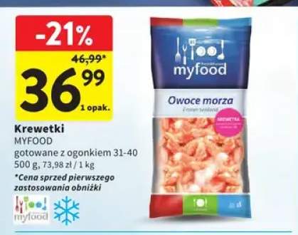 Krewetki gotowane z ogonkiem 31-40 Myfood