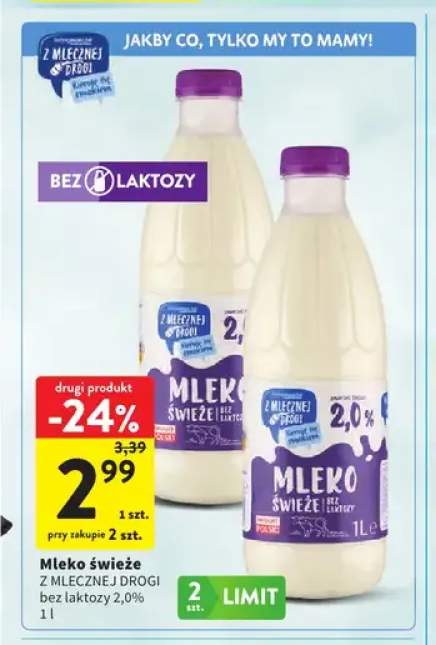 Mleko świeże Z Mlecznej Drogi bez laktozy 2,0%