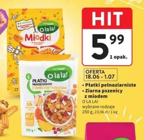 Płatki pełnoziarniste z owocami i kokosem O la la! +1 wariant