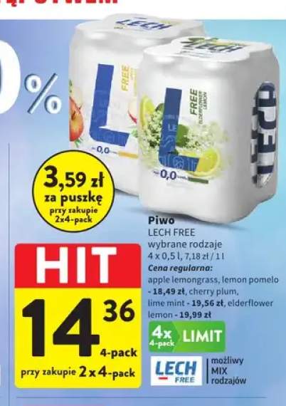 Piwo Lech Free lemon pomelo 4-pak 500 ml +4 warianty
