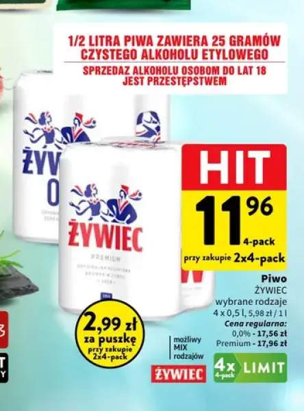 Piwo Żywiec Premium 4-pak 500 ml +1 wariant