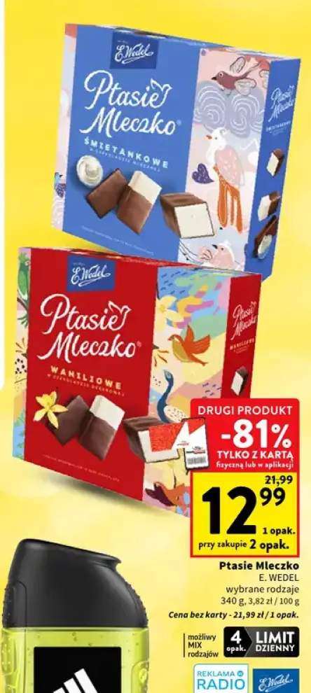 Pianki Ptasie Mleczko śmietankowe E. Wedel +1 wariant