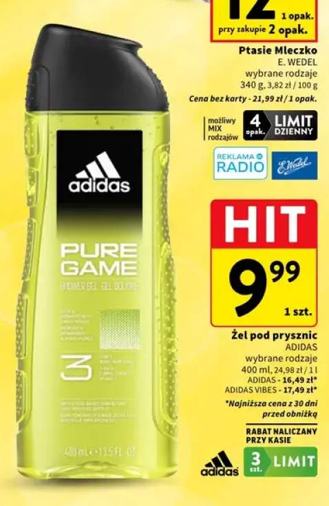 Żel pod prysznic Adidas Pure Game +1 wariant