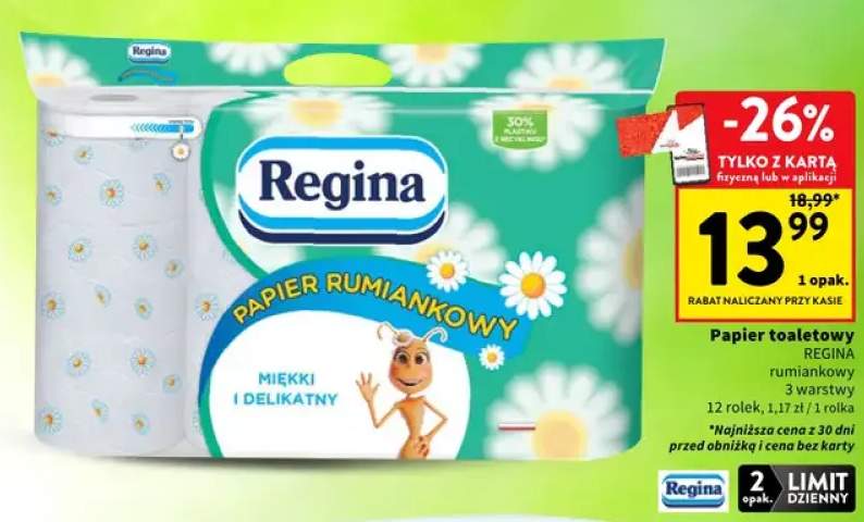 Papier toaletowy Regina rumiankowy 3-warstwowy 12-pak