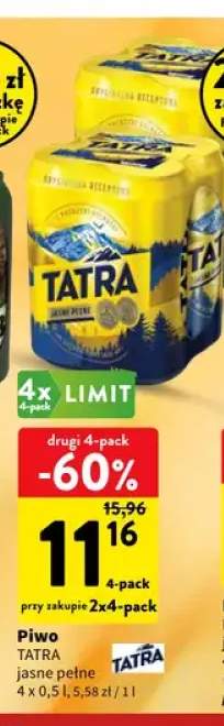 Piwo Tatra jasne pełne 4-pak 500 ml