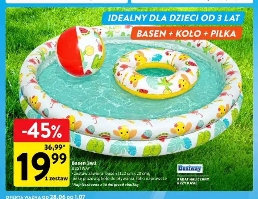Zestaw basen + koło + piłka Bestway