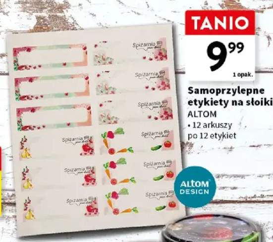 Samoprzylepne etykiety na słoiki Altom