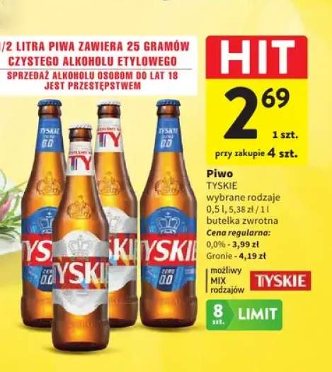 Piwo bezalkoholowe Tyskie Zero +1 wariant