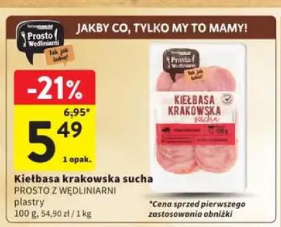 Kiełbasa krakowska sucha plastry Prosto z Wędliniarni